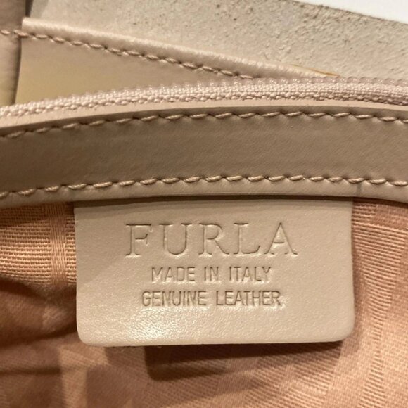 Auth FURLA - Pink Beige White Leather Tote Bag - Picture 8 of 10